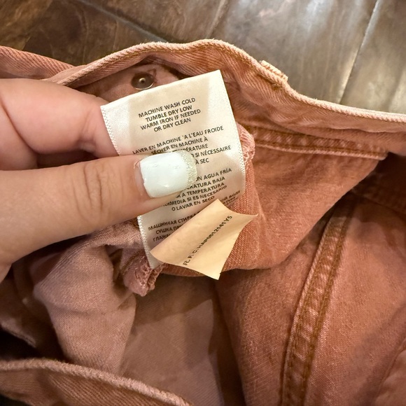 RE/DONE 70s High Rise Stove Pipe Straight Leg Jeans Red Burnt Orange size 24 - Picture 13 of 15